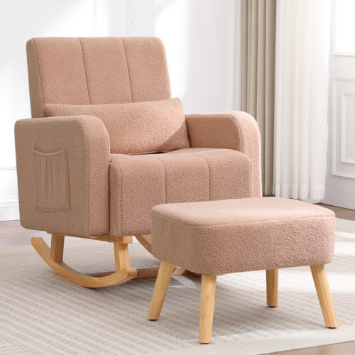 Upholstered Teddy Rocking Chair And Ottoman Ensemble | Wayfair