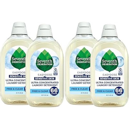 Seventh Generation Laundry Detergent,Ultra Concentrated EasyDose,Free & Clear,23.1 Fl Oz (Packaging May Vary),(Pack of 4)