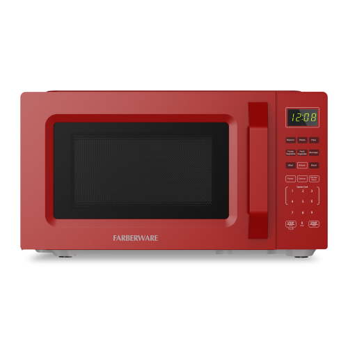 Farberware Countertop Microwave Oven, 0.7 cu ft, 700 W, Auto Cook Menu, Red