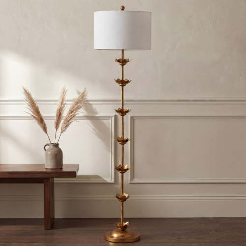 Safavieh Rustic Landen Leaf Floor Lamp, Antique Gold, 63.5in H, LED Bulb Included, Perfect for Living Room