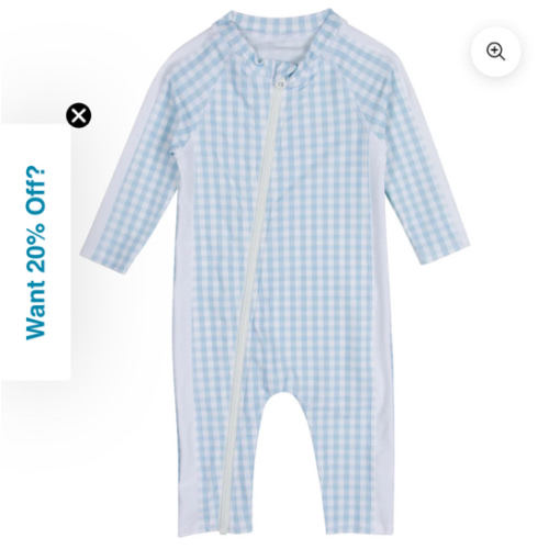 Sunsuit - Long Sleeve Romper Swimsuit | "Blue Gingham"