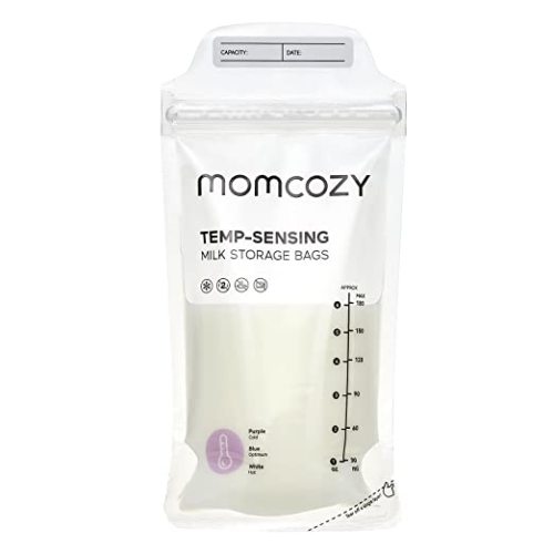 Momcozy Breastmilk Storing Bags, Temp-Sensing Discoloration Milk Storing Bags for Breastfeeding, Disposable Milk Storage Bag with 6 Ounce Self Standing, No-Leak Milk Freezer Storage Pouches, 50pcs