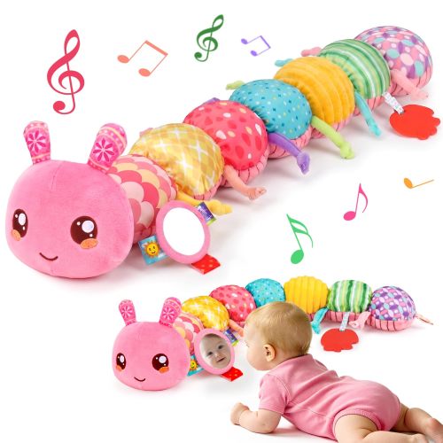 Amazon.com: Baby Sensory Toys 0-6 Months Musical Stuffed Caterpillar Tummy Time Toys | Montessori Newborn Toys with Mirror Crinkle Rattle for Infants 0-3 3-6 Month 2 3 4 5 6-12 Month Old Babies Girl Shower Gifts