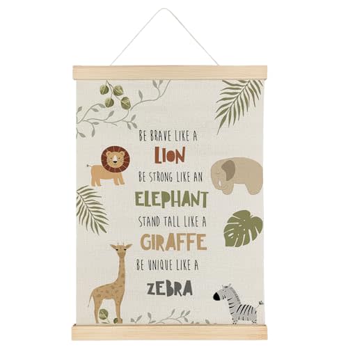 Qvapt Jungle Animals Nursery Wall Decor,Wild Animal Nursery Classroom Wall Decor,Tropical Jungle Safari Animals, Motivational Posters with Hanger 12x16