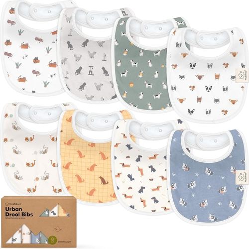8-Pack Organic Baby Bibs for Boys, Girls - Soft Cotton Drooling and Teething Bibs for Baby Girl & Boy