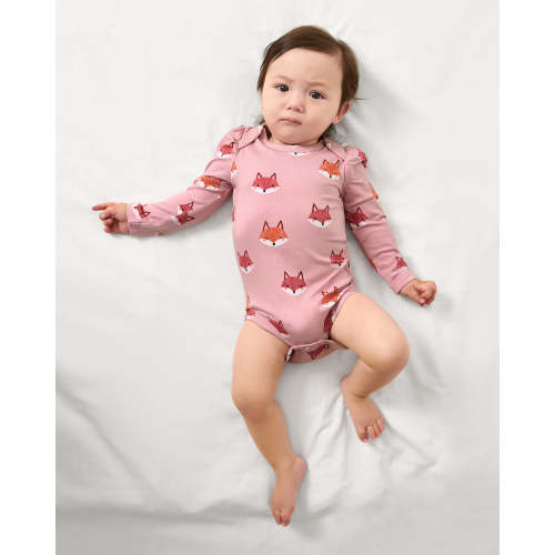 Fox Tracks Puff Sleeve Bodysuit | Little Sleepies