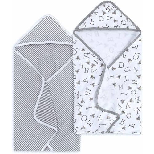 Burt's Bees Baby - Hooded Towels, Absorbent Knit Terry, Super Soft Single Ply, 100% Organic Cotton