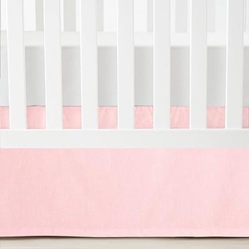 Lush Decor Printed Linen Textured Solid Crib Skirt, 52" x 28", Pink