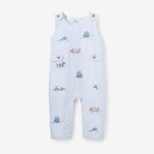 Embroidered Oxford Stripe Jumpsuit