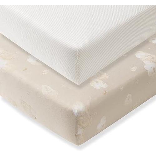 Burt's Bees Baby Essential Organic Cotton Fitted Crib Sheet, Breathable for Boy Girl Standard Crib & Toddler Mattresses