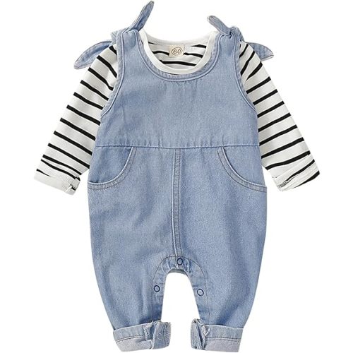 Saeaby Toddler Infant Baby Clothes Girls Jeans Jumpsuit Romper Denim Overalls Jeans Baby Girls Clothes Outfits
