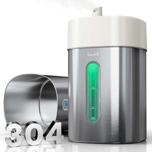 Stainless Steel Cool Mist Humidifier, 4L/1Gal Easy Clean, Dishwasher Safe, Quiet Humidifier for Bedroom, Baby Nursery, Rooms, up to 500 Sq ft