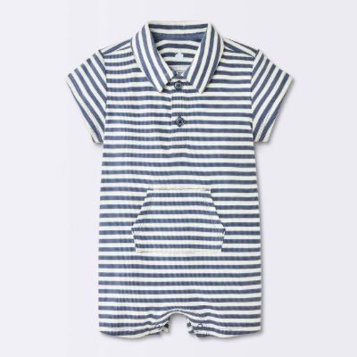 Baby Boys' Striped Knit Polo Romper - Cloud Island™ Off-White 12M