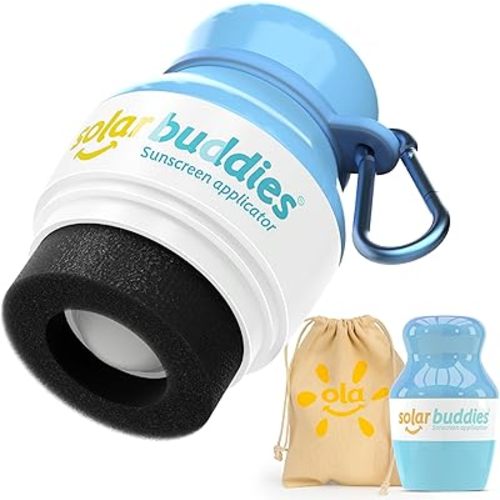 Blue Bag Bundle Set For Solar Buddies Refillable Roll On Sunscreen Suncream Applicator Bag Bundle With Applicator Carabina Clip For Families, Kids, Adults, Travel Set
