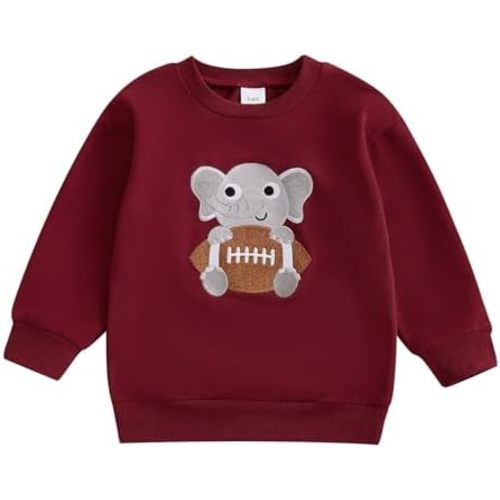 Kuriozud Toddler Baby Boy Girl Football Outfit Pullover Sweatshirt Long Sleeve Crewneck Shirt Top Fall Winter Clothes