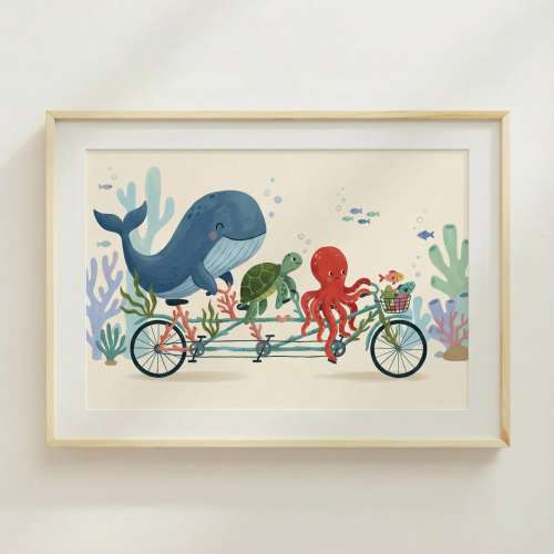 Sea Animals Arte Nursery Decor Oceanic Animation Animer Poster
