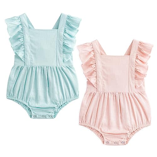 Simplee kids Baby Boys Girls Ruffle Romper Summer Outfit Jumpsuit Linen Bodysuits