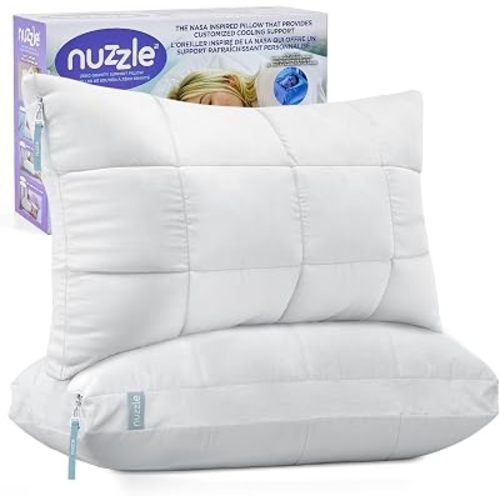 Nuzzle Neck Pillow Adjustable Standard Size Set of 2,Soft Luxury Hotel Feel