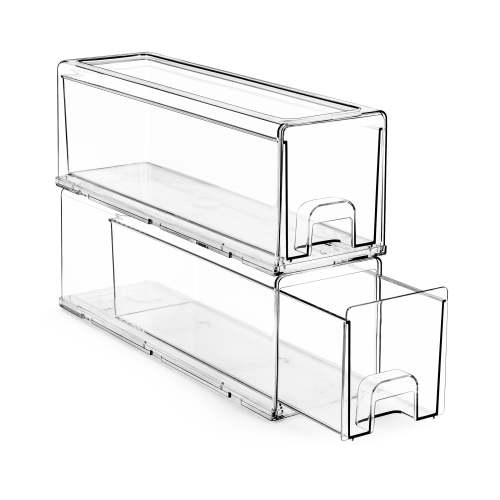 Sorbus Pull Out Organizer Bins, Clear Stackable Storage Drawers for Cleaning Supplies (2 Pack)