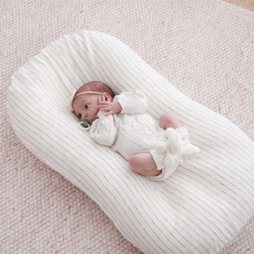 Newborn Baby Lounger + Linen Cover (Ginger Stripe)