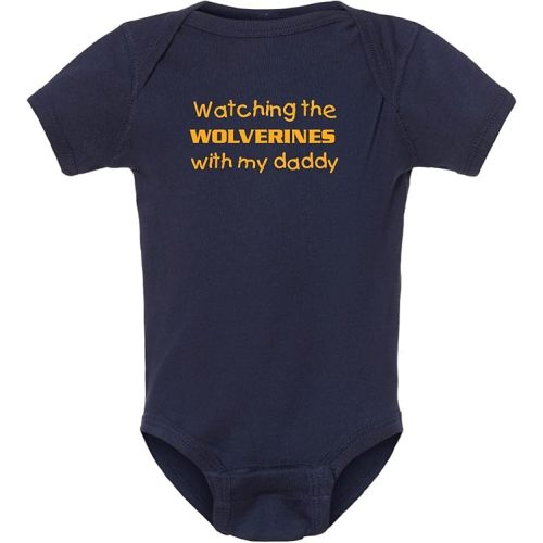 Watching the Wolverines with my Daddy Baby Boy Bodysuit Outfit Romper Gift