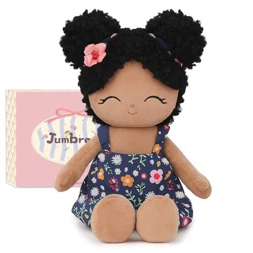 Soft Baby Doll Toys 16'' African American Baby Rag Doll for Girls, One Year Old Girl Birthday Gifts,Plush Toys for Toddlers Kids Infants (Black)