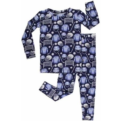 Lev Baby Blue Bamboo Pajama 2-Piece Lounge Set, Sustainable Pajamas, Long Sleeve, Washable, Cute Pajama Jumper
