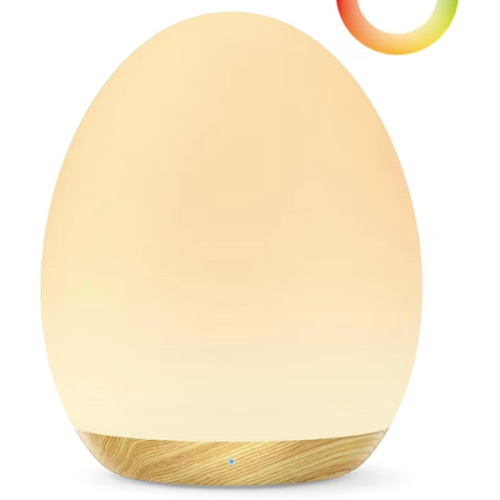 JolyWell Night Light for Kids, Baby Egg Light with 7 Colors Changing Mode & Stepless Dimming, Nursery Night Lamp BPA Free,Rechargeable Egg Night Light for Breastfeeding 1h Timer & Touch Control, Wood