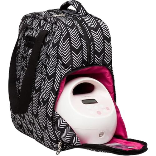 Sarah Wells Kelly Breast Pump Backpack & Tote - Insulated Pocket, Laptop Sleeve & Easy-Clean Design, Fits All Pumps, Diaper Bag for Moms - Black and White