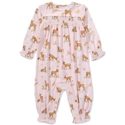 Angel Dear Baby Girls Bamboo Long Sleeve Little Fawn Smocked Coverall
