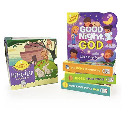 Little Sunbeams Religious Lift-A-Flap 4-Book Set for Babies and Toddlers, Ages 1-5