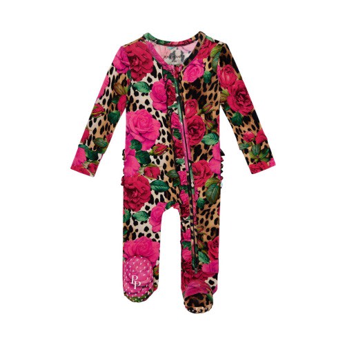 Ruffle Fitted One-Piece Footie Pajamas