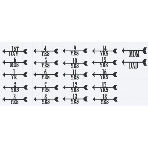 Height Marker for Growth Chart Ruler - Vinyl Decal Arrow with Years