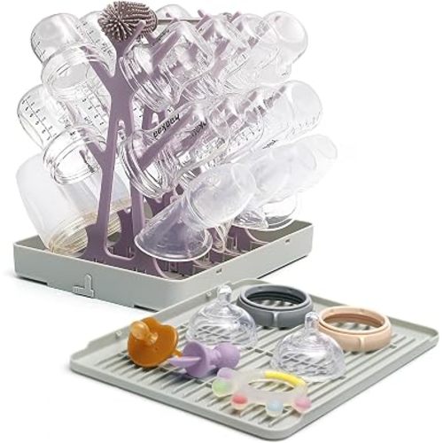 haakaa Baby Bottle Drying Rack with Tray, Space-Saving Bottle Drying Tree