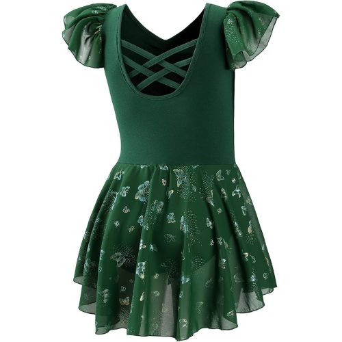 DIPUG Ballet Leotards for Girls Shiny Toddler Dance Leotard Butterfly
