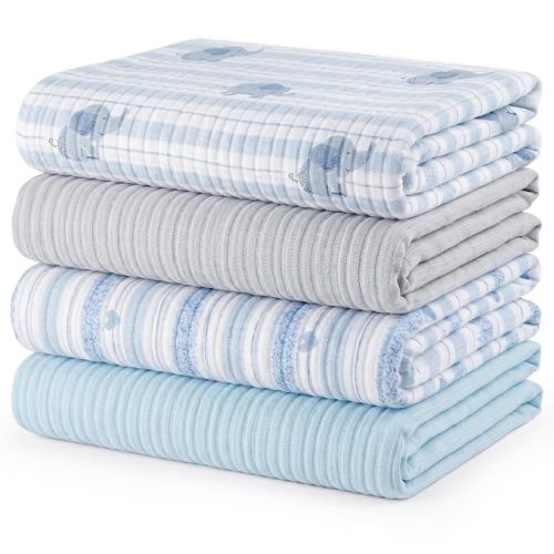 Muslin Swaddle Blankets for Newborns – Pack of 4 | 47" x 47", 100% Organic Cotton, Multipurpose, Ultra Soft & Breathable Receiving Blanket, Swaddle Wrap for Baby Boys & Girls