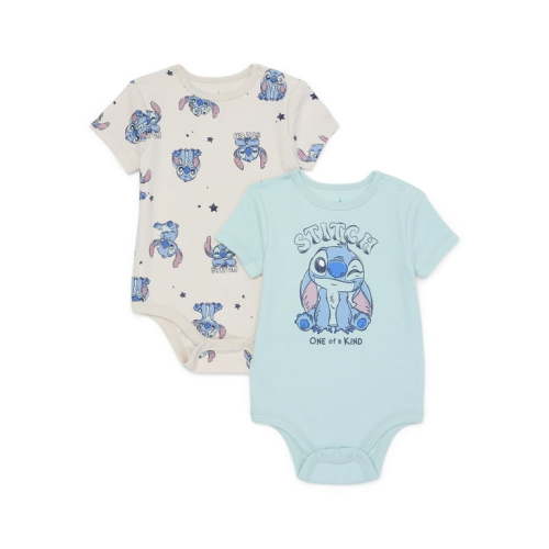 Disney Lilo & Stitch Baby Girls Print Bodysuit with Short Sleeves, 2-Pack, Sizes 0M-24M