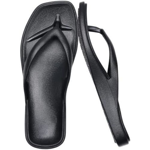 Arch Support Flip Flops for Women Square Toe Thong Sandals Comfortable Summer Beach Lightweight Flip Flops