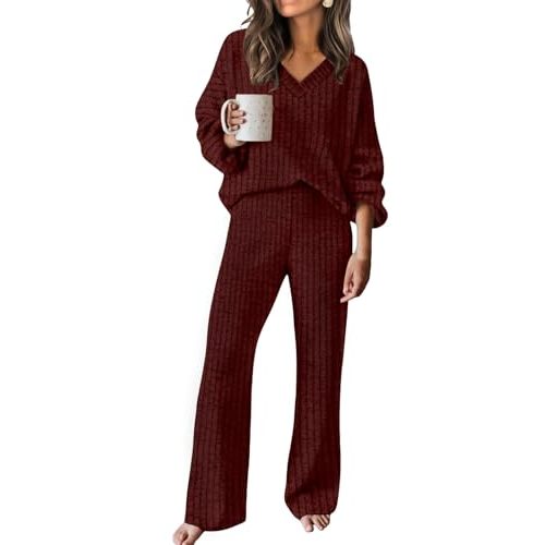 RUMIA Lounge Sets for Women Cozy Travel Matching Sweater Fall Outfits | 2 Piece Pant Sets with Pockets, Quiet Luxury, Ideal for Airport Outfits, Running Errands, Postpartum Recovery, Office Wear