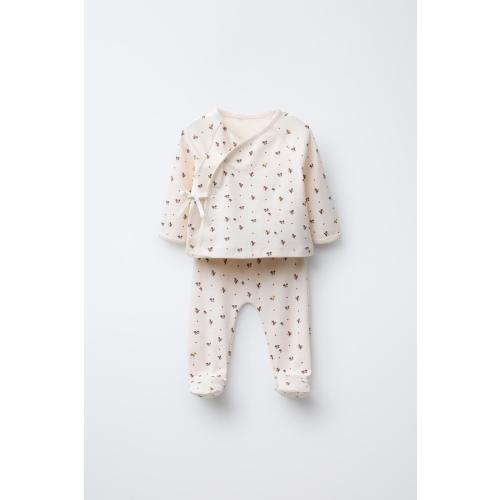FLORAL T-SHIRT AND LEGGINGS SET - Ecru | ZARA United States
