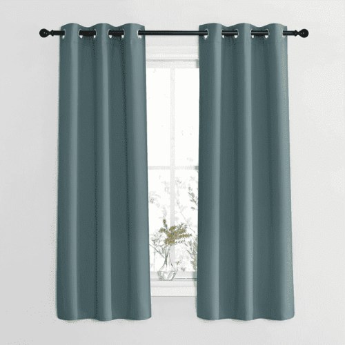 NICETOWN Modern Blackout Curtains 63 Inch Long 37 Wide Noise Reducing, Thermal Insulated and Privacy Room Darkening Drapes,2 Panels, Greyish Blue
