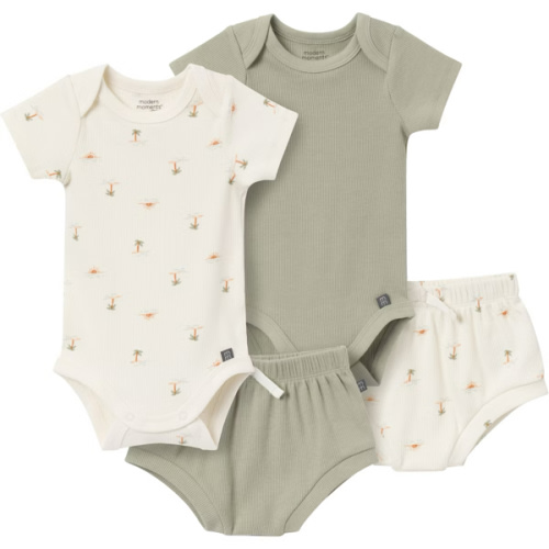 Modern Moments by Gerber unisex-baby 4-pack Short-sleeve Bodysuits & Shortie Set