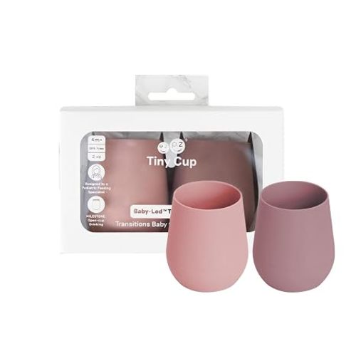 ezpz Tiny Cup (Blush/Mauve) - 4 months+ - 100% Silicone Training Cup
