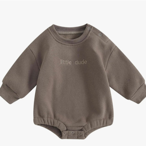 VISGOGO Newborn Infant Baby Boy Girls Oversized Romper Little Dude Sweater Onesie Coming Home Outfit Neutral Clothes