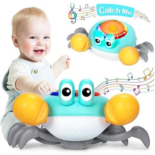 Musical Crawling Crab Baby Toy - Tummy Time Toys for 6-12 Months Boy Girl, Light-up Walking Crab Toys for 1 Year Old Baby Educational Learning, Crawly Crab Gift for 12-18 Months