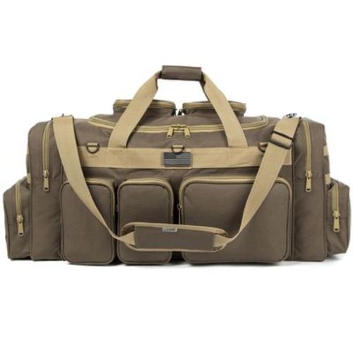 K-Cliffs Tactical Range Duffel Heavy Duty Lockable Travel Bag 33 inch Sport Gym Bag with US Flag Patch Large Khaki