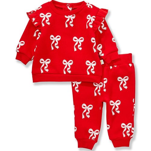 Adventurewear 360 Baby Girls Long Sleeve Bow Print Top & Pants Set