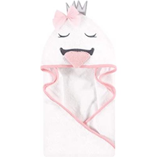 Hudson Baby Unisex Baby Cotton Animal Face Hooded Towel, Swan, One Size