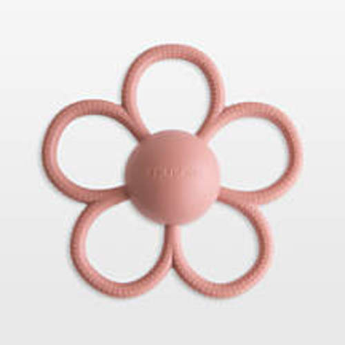 Mushie Dusty Rose Daisy Rattle Silicone Baby Teether