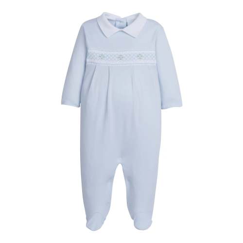 Smocked Footie - Blue Geo